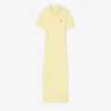 Vestido polo longo de algodão canelado para mulher