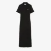 Vestido polo longo de algodão canelado para mulher