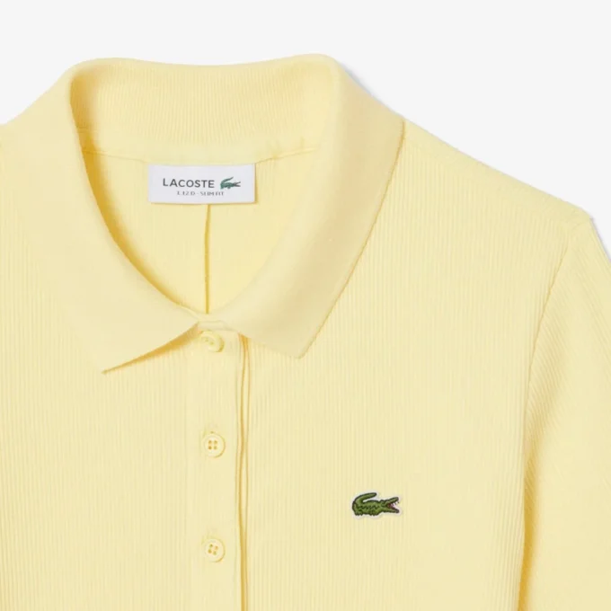 Vestido polo longo de algodão canelado para mulher