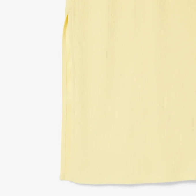 Vestido polo longo de algodão canelado para mulher