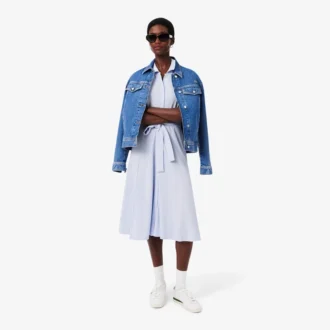 Vestido polo mini-piqué com corte evasê para mulher