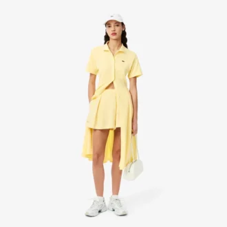 Vestido polo mini-piqué com corte evasê para mulher