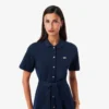 Vestido polo mini-piqué com corte evasê para mulher