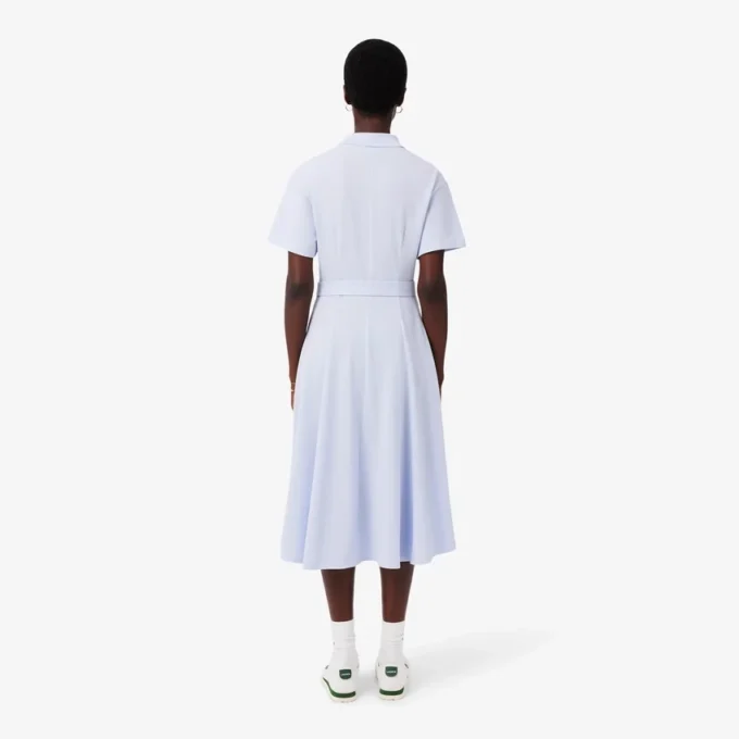 Vestido polo mini-piqué com corte evasê para mulher