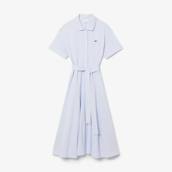 Vestido polo mini-piqué com corte evasê para mulher