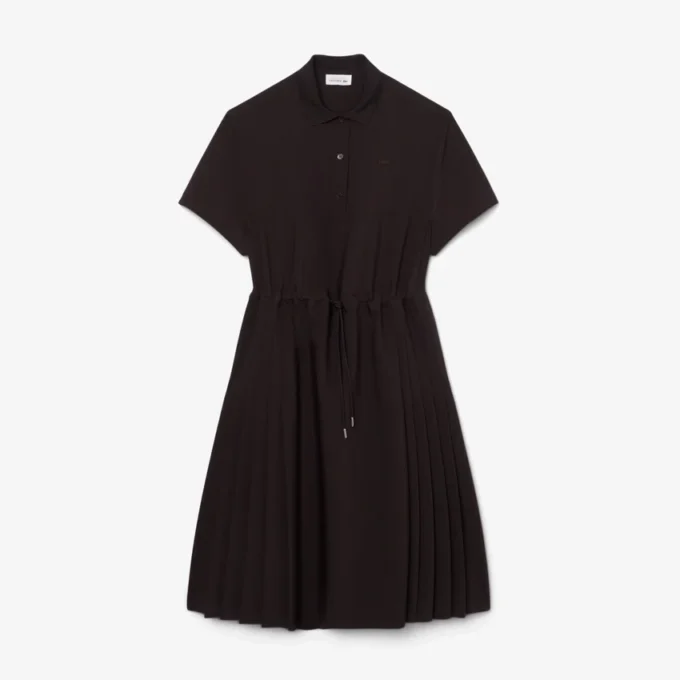 Vestido Polo Plissado em Mistura de Lã