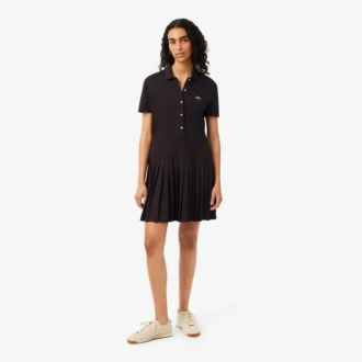 Vestido Polo Plissado em Piqué Elástico