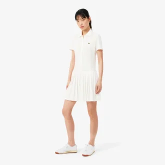 Vestido Polo Plissado em Piqué Elástico