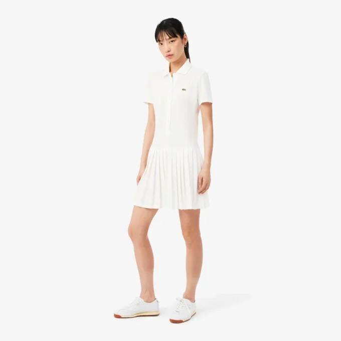 Vestido Polo Plissado em Piqué Elástico