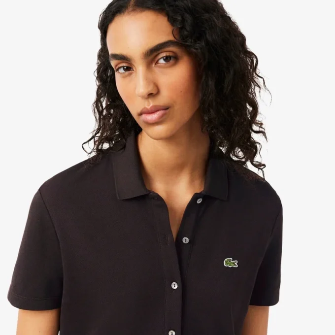 Vestido Polo Plissado em Piqué Elástico