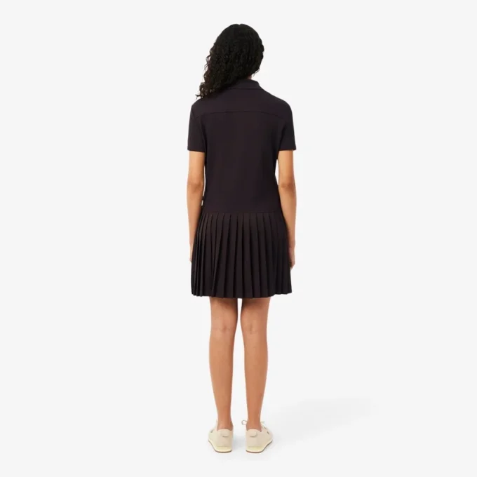 Vestido Polo Plissado em Piqué Elástico
