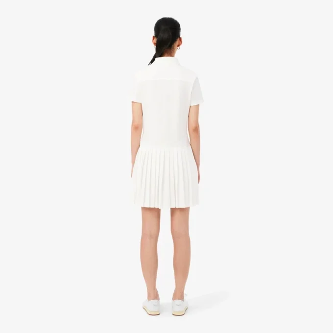 Vestido Polo Plissado em Piqué Elástico