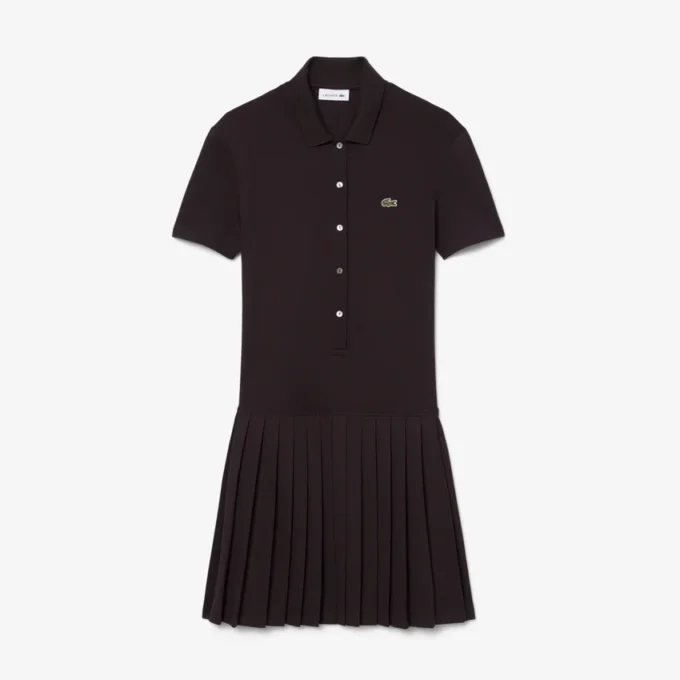 Vestido Polo Plissado em Piqué Elástico