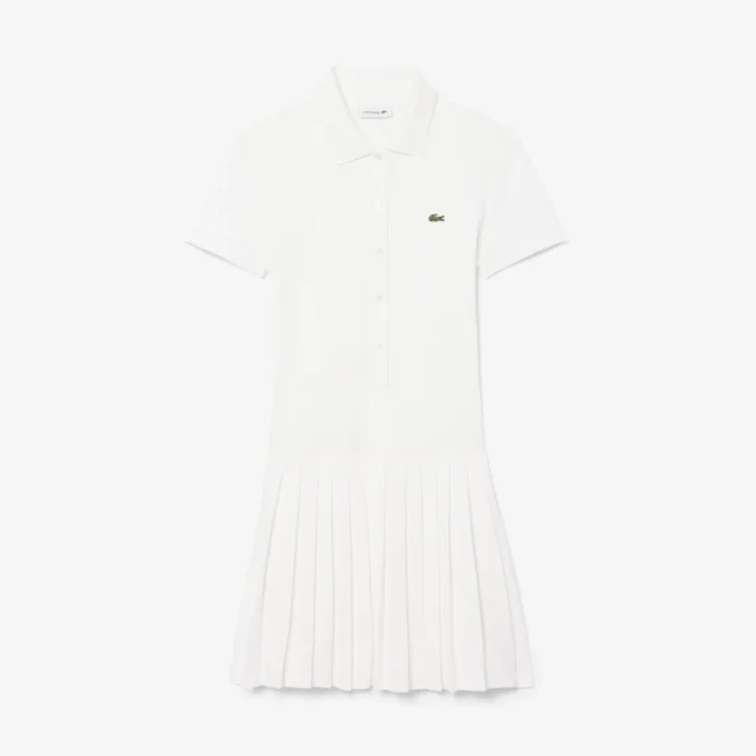 Vestido Polo Plissado em Piqué Elástico