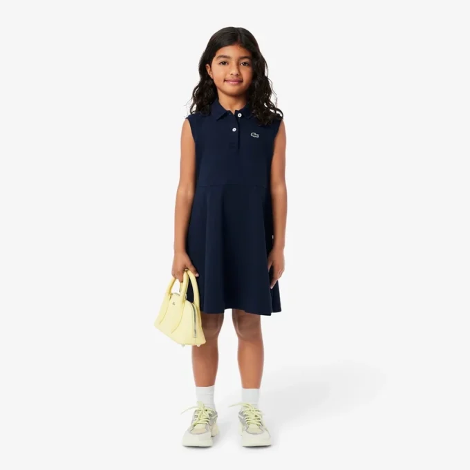 Vestido polo sem mangas em piqué elástico para criança