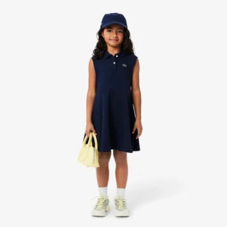 Vestido polo sem mangas em piqué elástico para criança