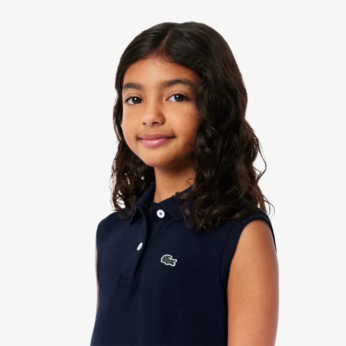 Vestido polo sem mangas em piqué elástico para criança