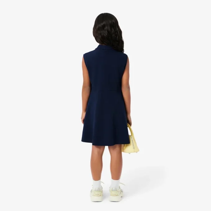 Vestido polo sem mangas em piqué elástico para criança