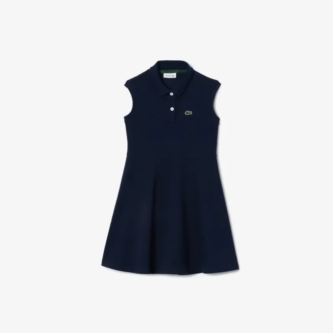 Vestido polo sem mangas em piqué elástico para criança