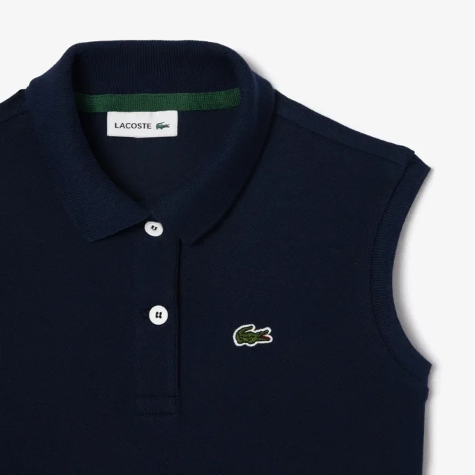 Vestido polo sem mangas em piqué elástico para criança
