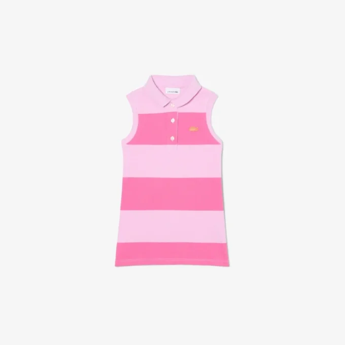 Vestido polo sem mangas às riscas em Petit Piqué