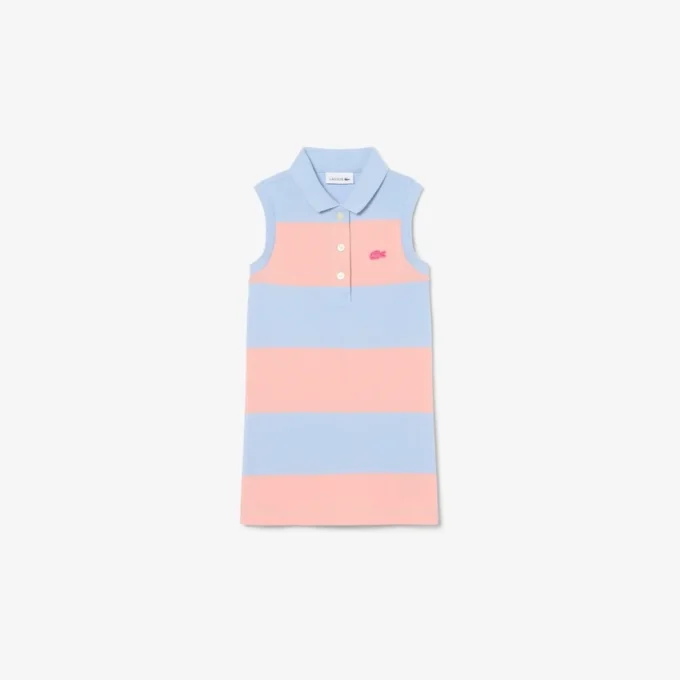 Vestido polo sem mangas às riscas em Petit Piqué