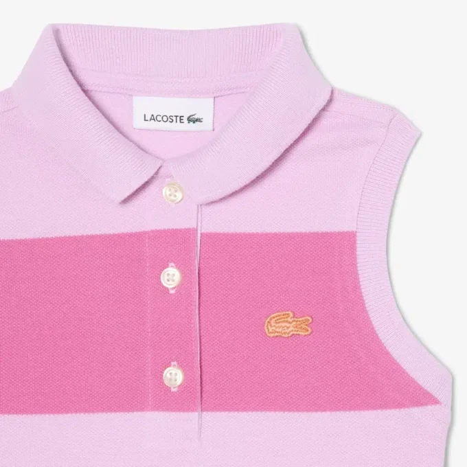 Vestido polo sem mangas às riscas em Petit Piqué