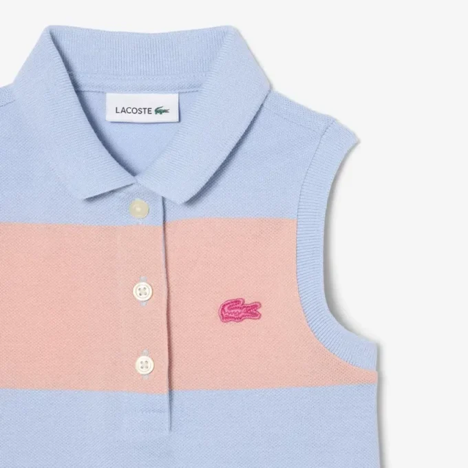 Vestido polo sem mangas às riscas em Petit Piqué