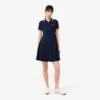 Vestido skater com gola de polo elástica para mulher