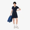 Vestido skater com gola de polo elástica para mulher