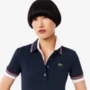 Vestido skater com gola de polo elástica para mulher