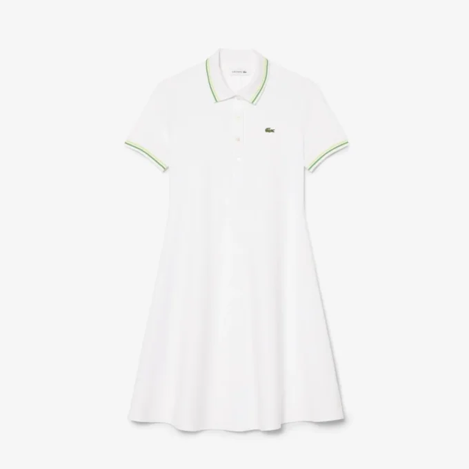 Vestido skater com gola de polo elástica para mulher