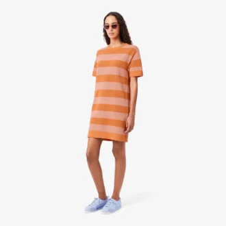 Vestido T-shirt em malha de malha com riscas