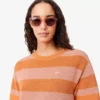 Vestido T-shirt em malha de malha com riscas