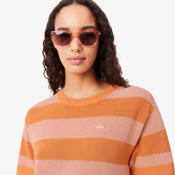 Vestido T-shirt em malha de malha com riscas