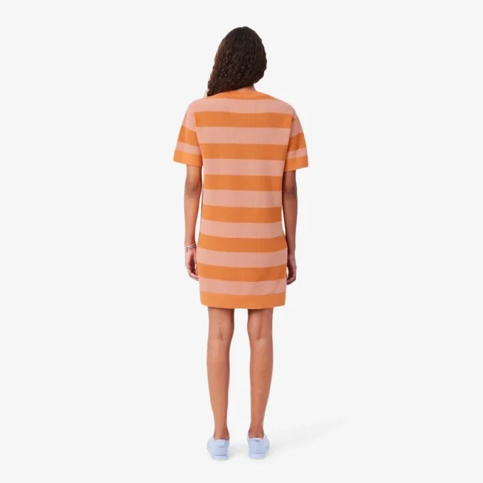 Vestido T-shirt em malha de malha com riscas