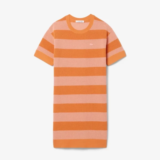 Vestido T-shirt em malha de malha com riscas